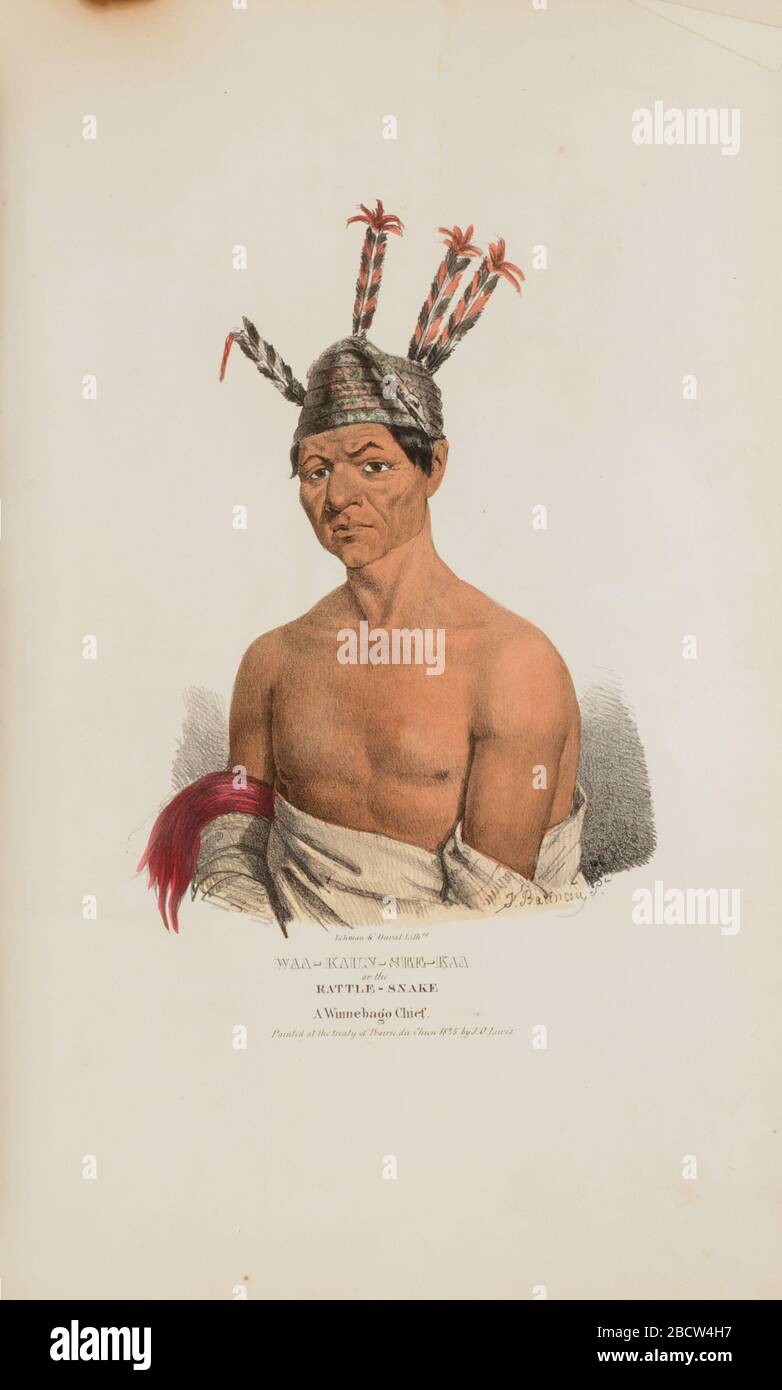 WAAKAUNSEEKAA o il serpente di sonaglino Capo Winnebago del Portfolio Aborigeno. Foto Stock