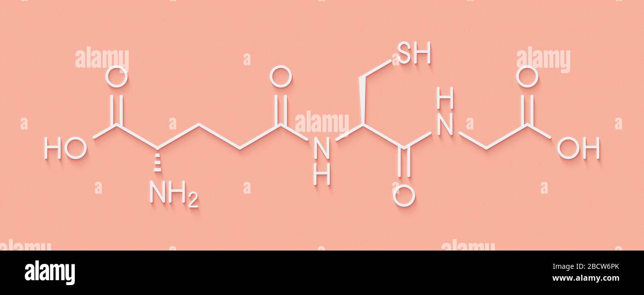 Glutatione (glutatione ridotto, GSH) molecola antiossidante endogena.  Formula scheletrica Foto stock - Alamy