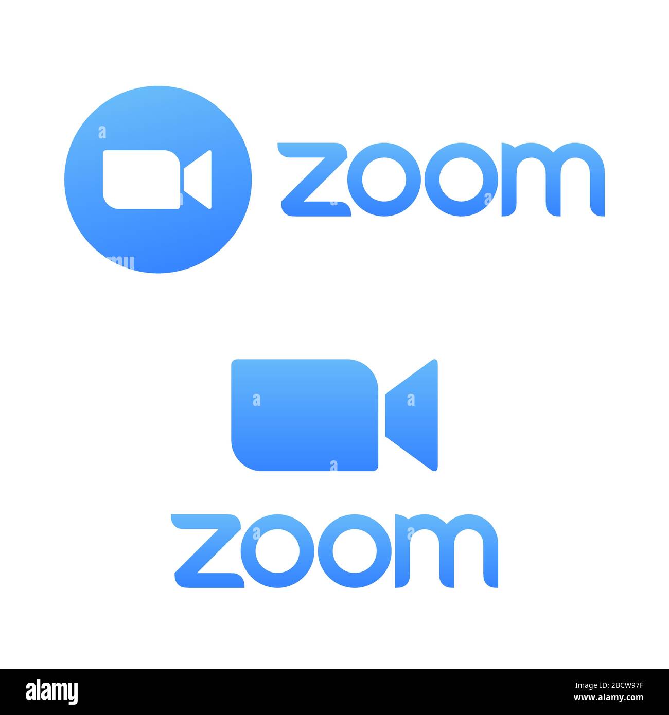 Icona della fotocamera blu - Zoom app logo Vector - applicazione di streaming live media per il telefono, conference call video con più persone contemporaneamente Illustrazione Vettoriale