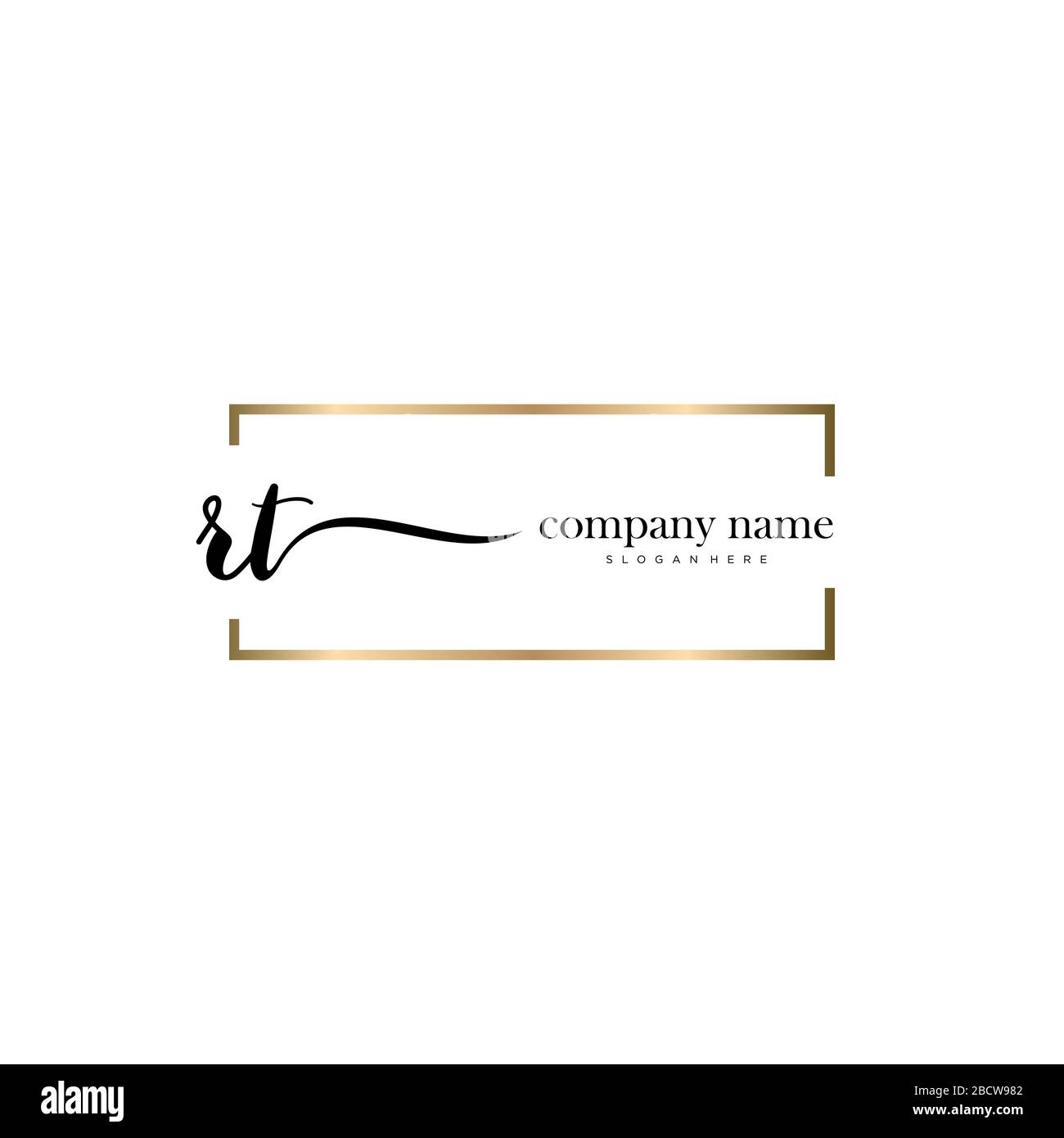RT lettera iniziale logo calligrafia vettore modello disegnato a mano, logo per bellezza, cosmetici, nozze, moda e business Illustrazione Vettoriale