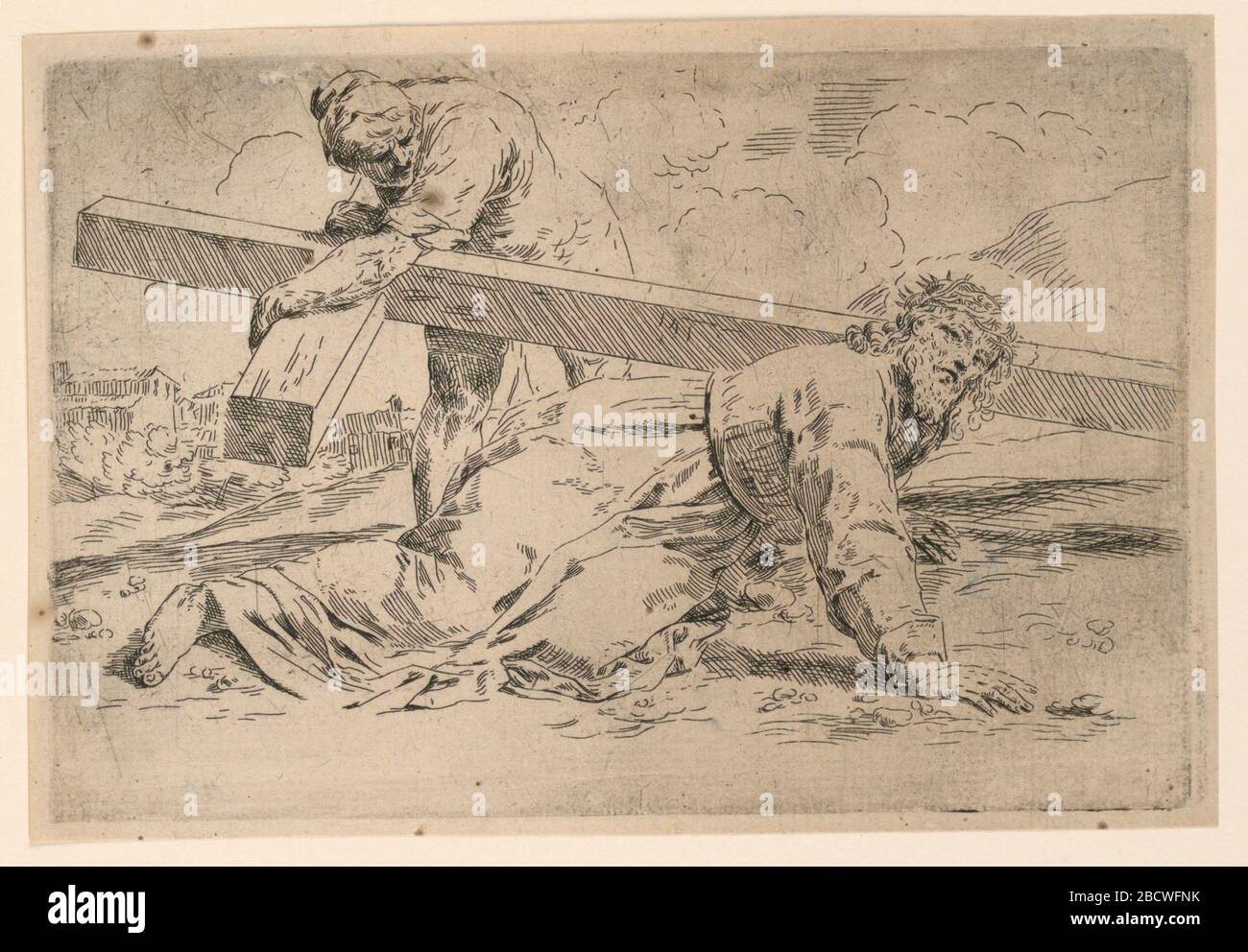 Cristo porta la sua croce. Ricerca in progresso Cristo porta la sua Croce Foto Stock