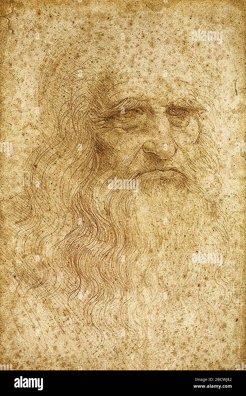 Il ritratto di un anziano, gesso rosso su carta (1510-15) questo è fattibile autoritratto di Leonardo da Vinci a 60 anni, copia digitale alterata Foto Stock