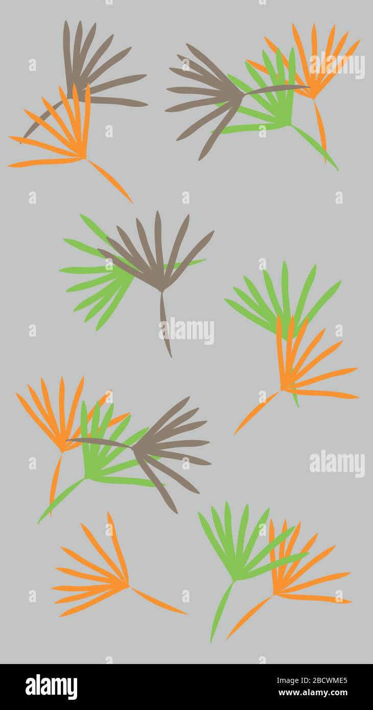 foglie di palma multicolore su sfondo grigio Illustrazione Vettoriale