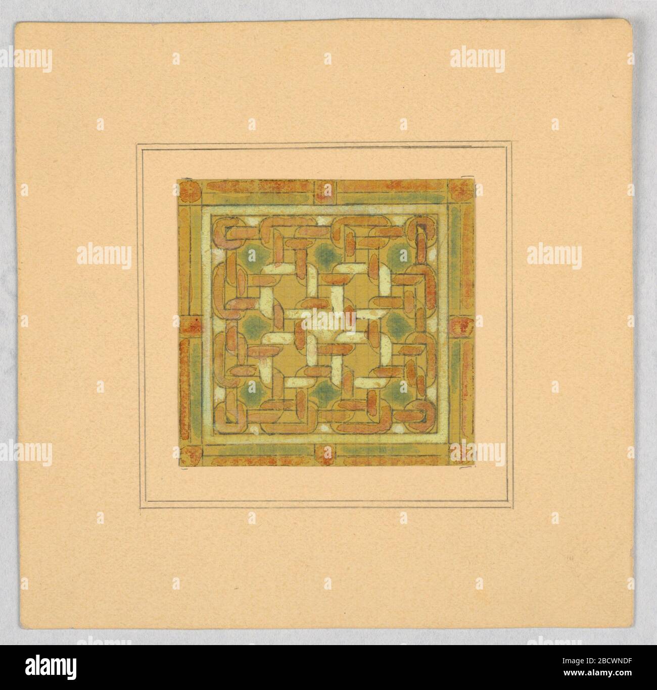 Design per vetro colorato. Ricerca in ProgressSquare finestra di tessitura gialla, verde e bianca. Design per vetro colorato Foto Stock