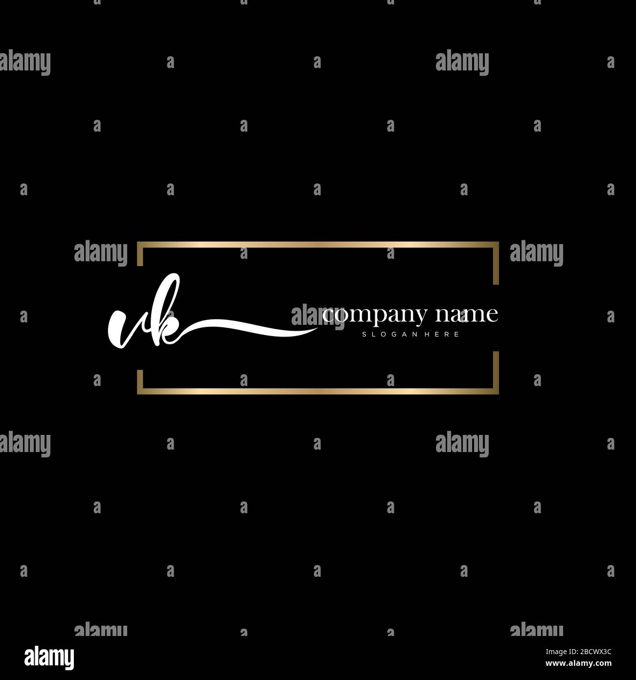 VK lettera iniziale logo calligrafia vettore modello disegnato a mano, logo per la bellezza, cosmetici, matrimoni, moda e business Illustrazione Vettoriale