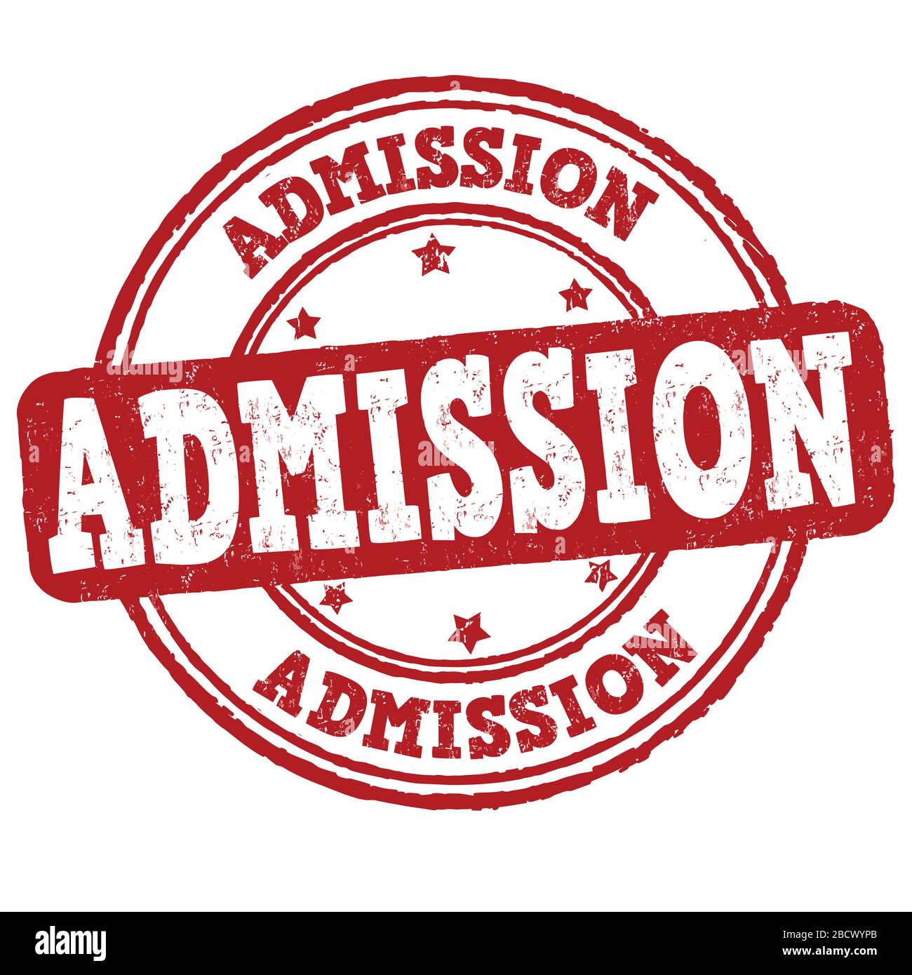 Timbro di gomma per grunge di ammissione su sfondo bianco, illustrazione vettoriale Illustrazione Vettoriale