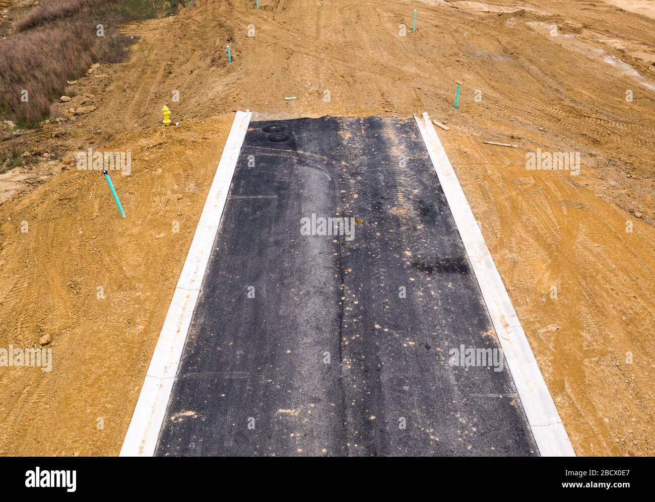 Strada incompiuta in una nuova costruzione nel Maryland USA Foto Stock