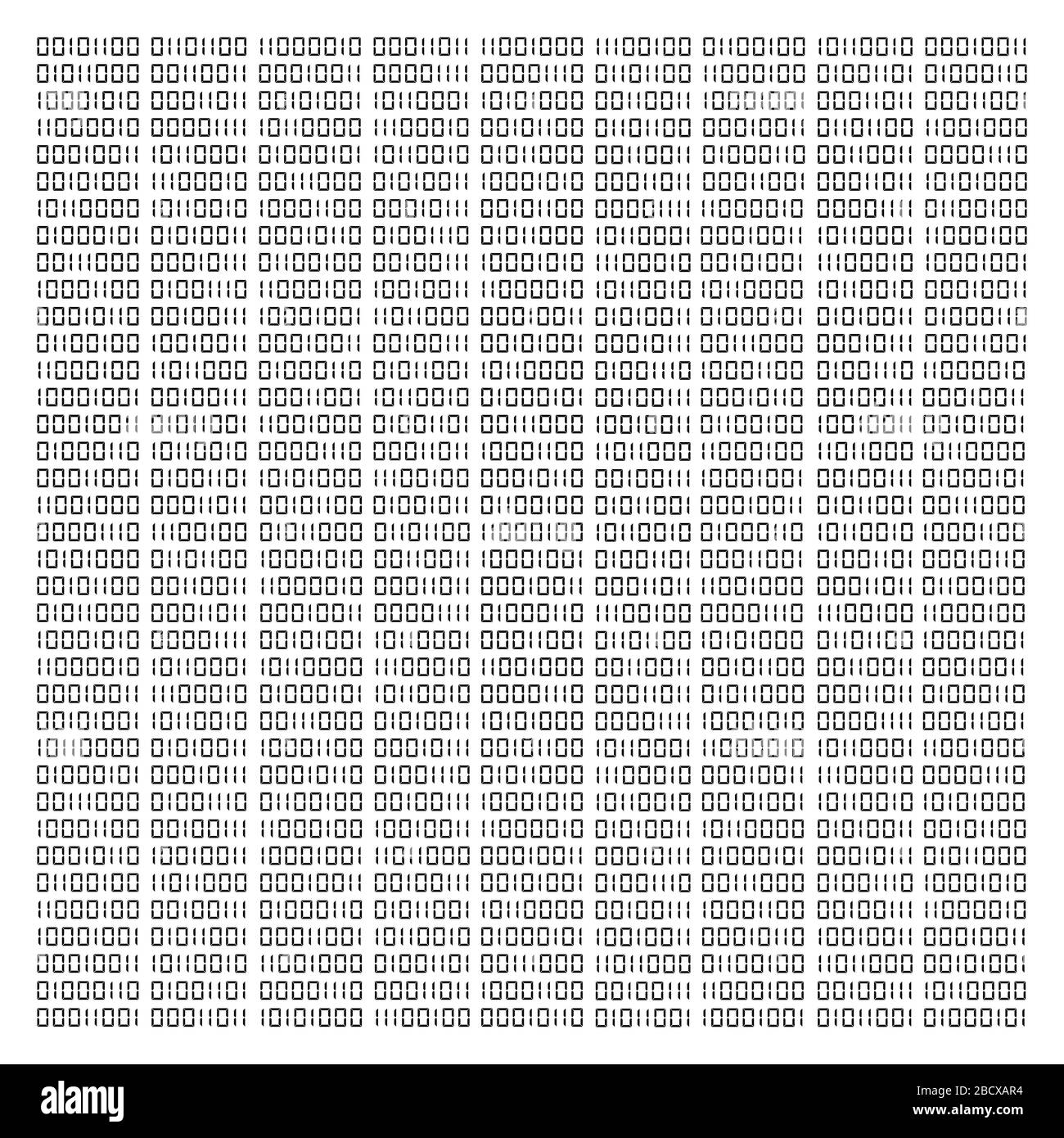 Sfondo del codice binario. Tecnologia digitale astratta. Numeri monocromatici casuali per la matrice. Illustrazione Vettoriale