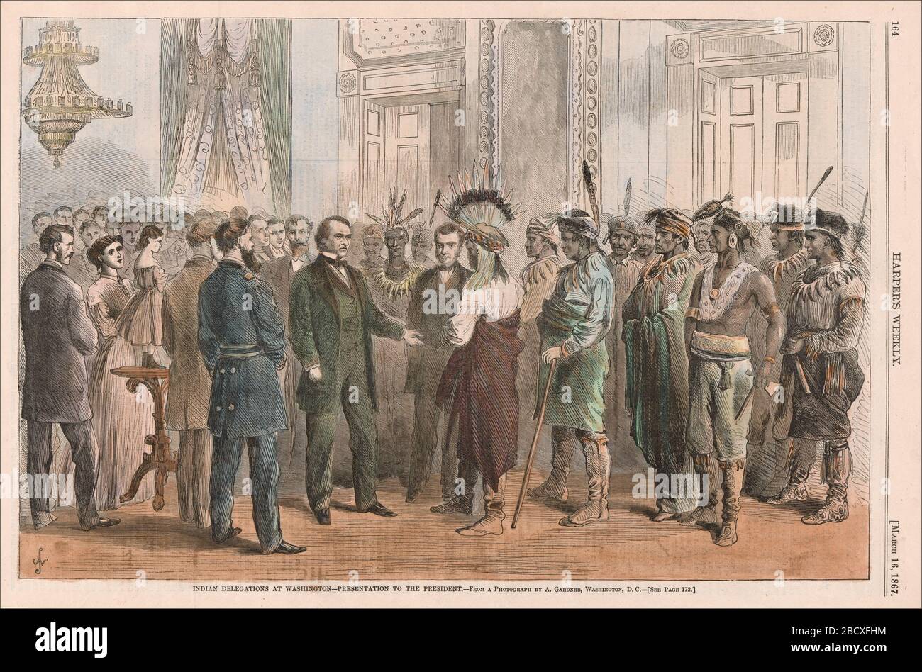 Andrew Johnson delegazioni indiane a Washington Presentazione al Presidente 4456. L/NPG.95.2017 Foto Stock