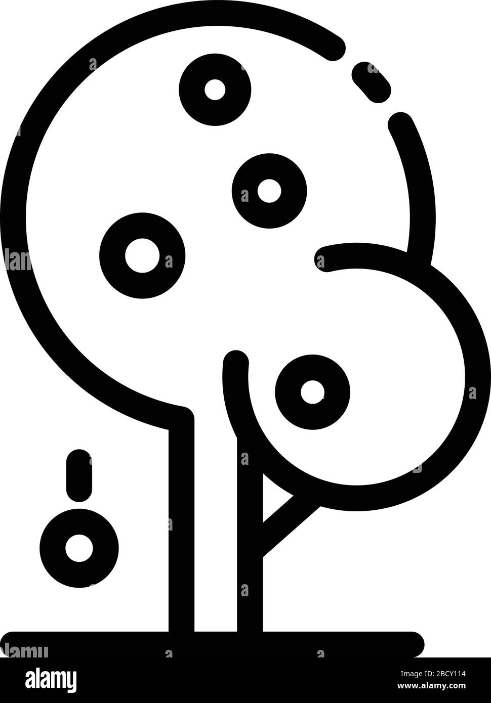 Icona dell'albero di mele a gravità, stile del contorno Illustrazione Vettoriale