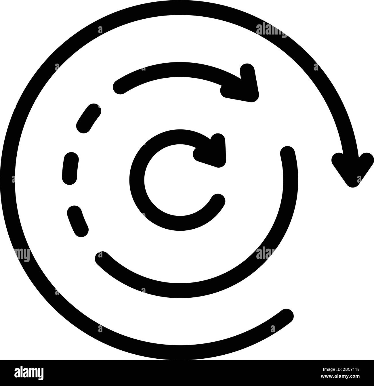 Icona direzione gravità, stile contorno Illustrazione Vettoriale