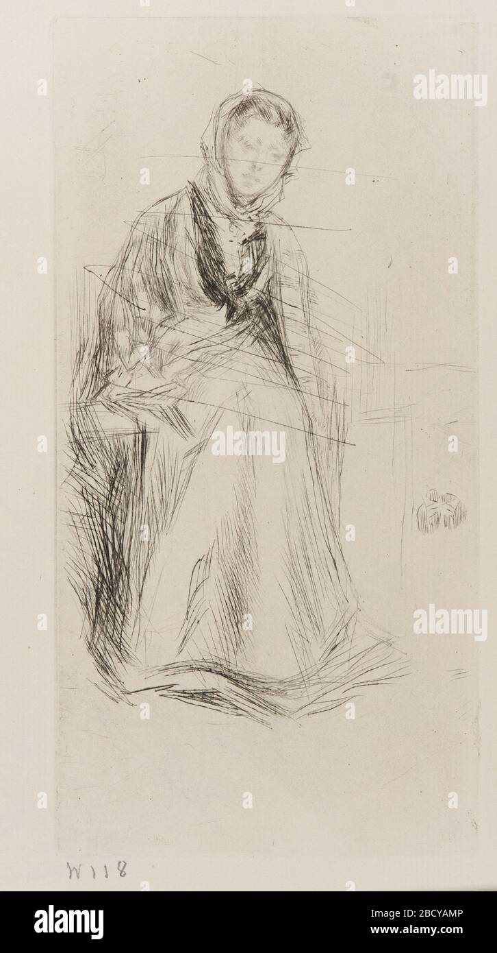 (Artista) James McNeill Whistler; Stati Uniti; 1875; DRYPOINT su carta; H x L: 20.1 x 10.2 cm (7 15/16 x 4 in); dono di Charles Lang Freer The Scotch Widow Foto Stock