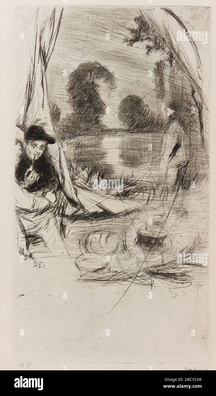 (Artista) James McNeill Whistler; Stati Uniti; 1861; DRYPOINT su carta; H x L (totale): 28.5 x 15.7 cm (11 1/4 x 6 3/16 in); dono di Charles Lang Freer The Camp Foto Stock