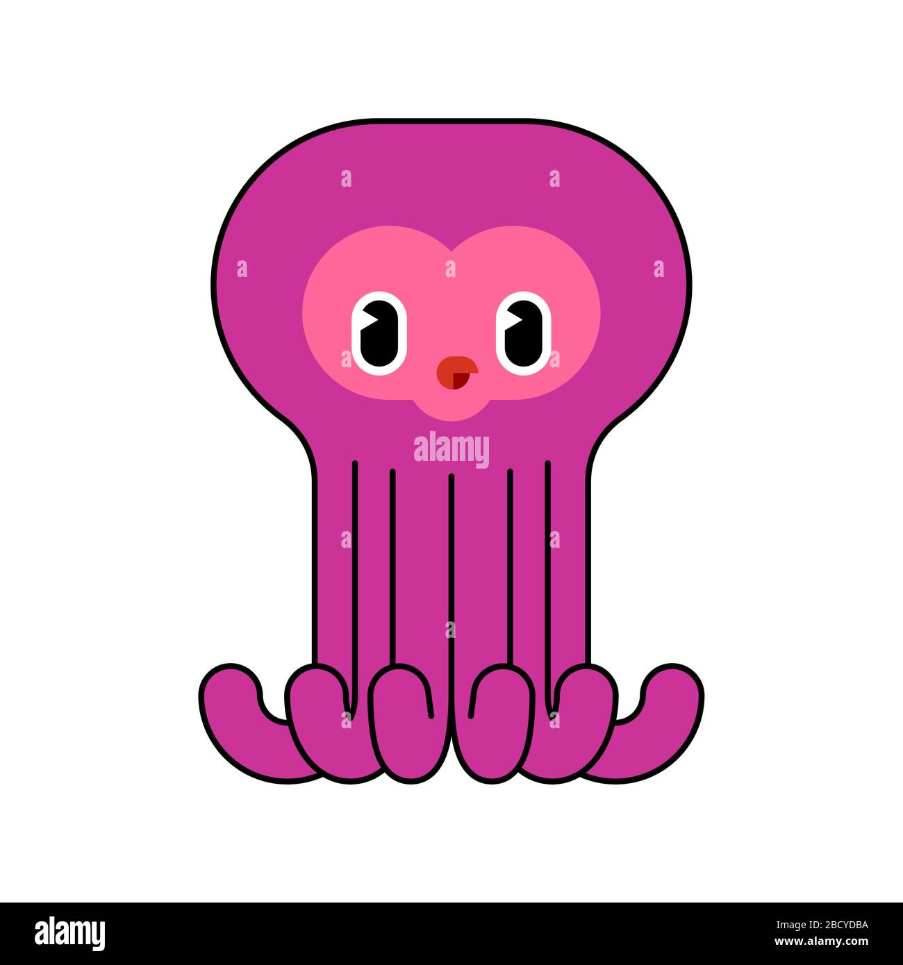 Cute Kraken bambino isolato. Cartone animato Octopus child. Vedere l'illustrazione del vettore animale Illustrazione Vettoriale