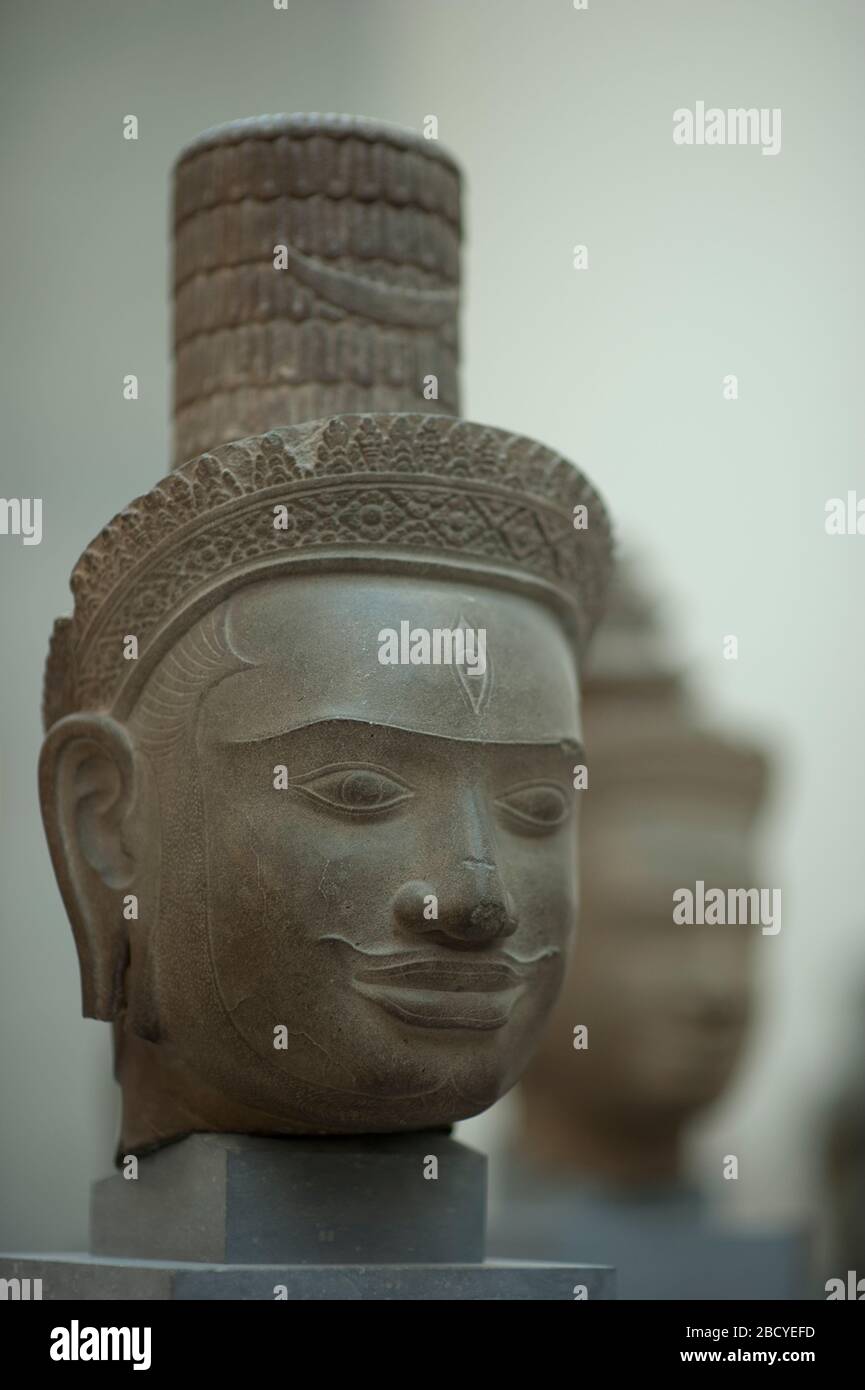 Busto di Siva da Angkor Wat in Cambogia, Museo Guimet, Museo Nazionale di Arte Asiatica, Parigi, Francia Foto Stock