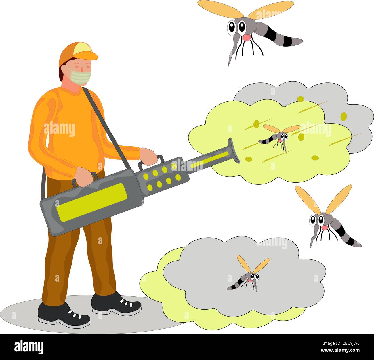 illustrazioni di disinfettanti che si appannano per uccidere gli insetti Illustrazione Vettoriale