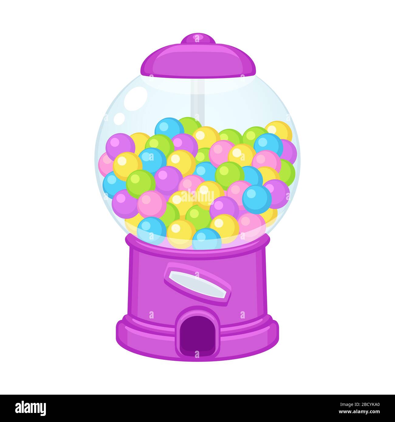 Macchina da gumball vecchio stile. Cartoon caramella o bubble gum dispenser, illustrazione vettoriale clip art. Illustrazione Vettoriale