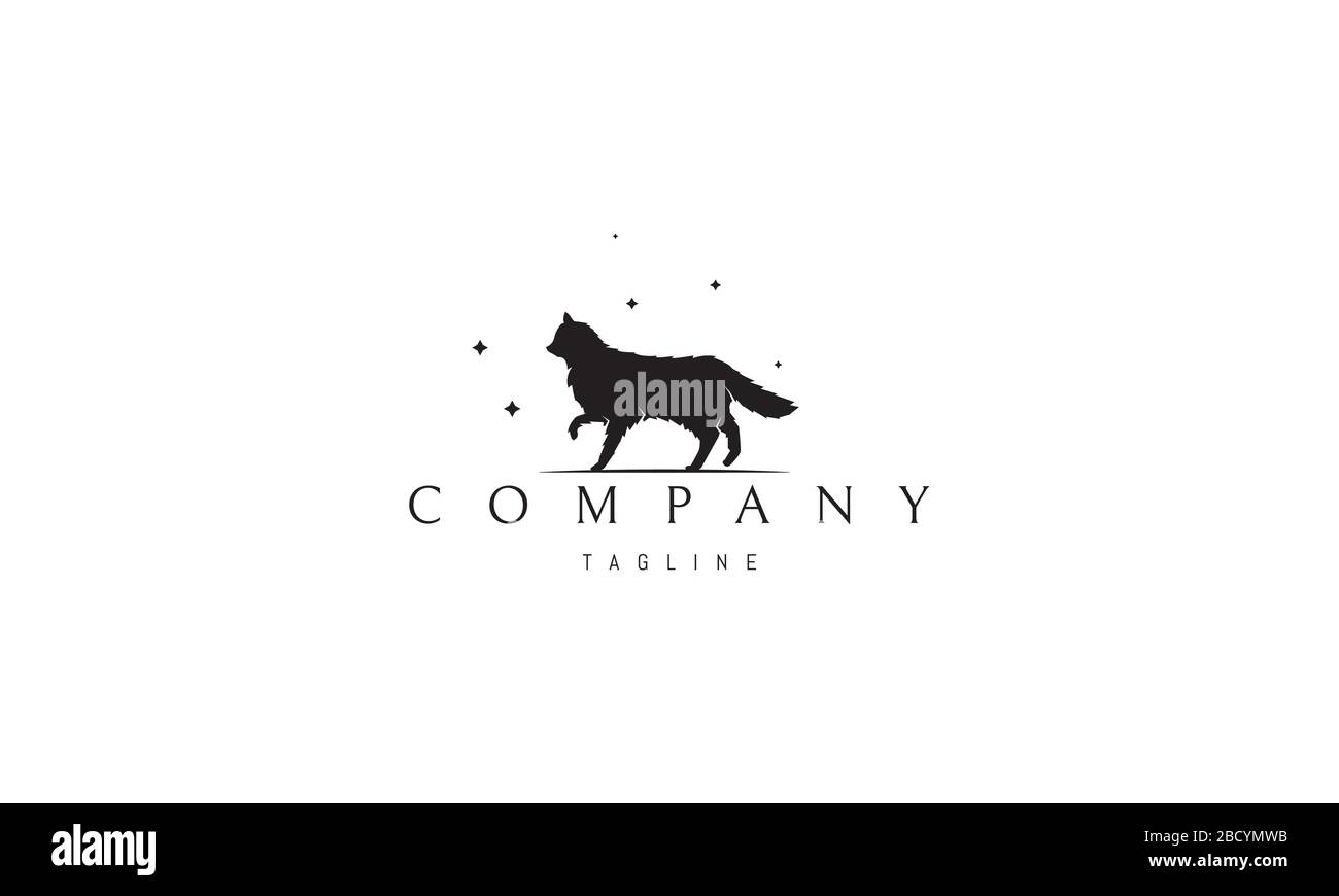 Logo vettoriale su cui un'immagine astratta di un gatto soffice. Illustrazione Vettoriale