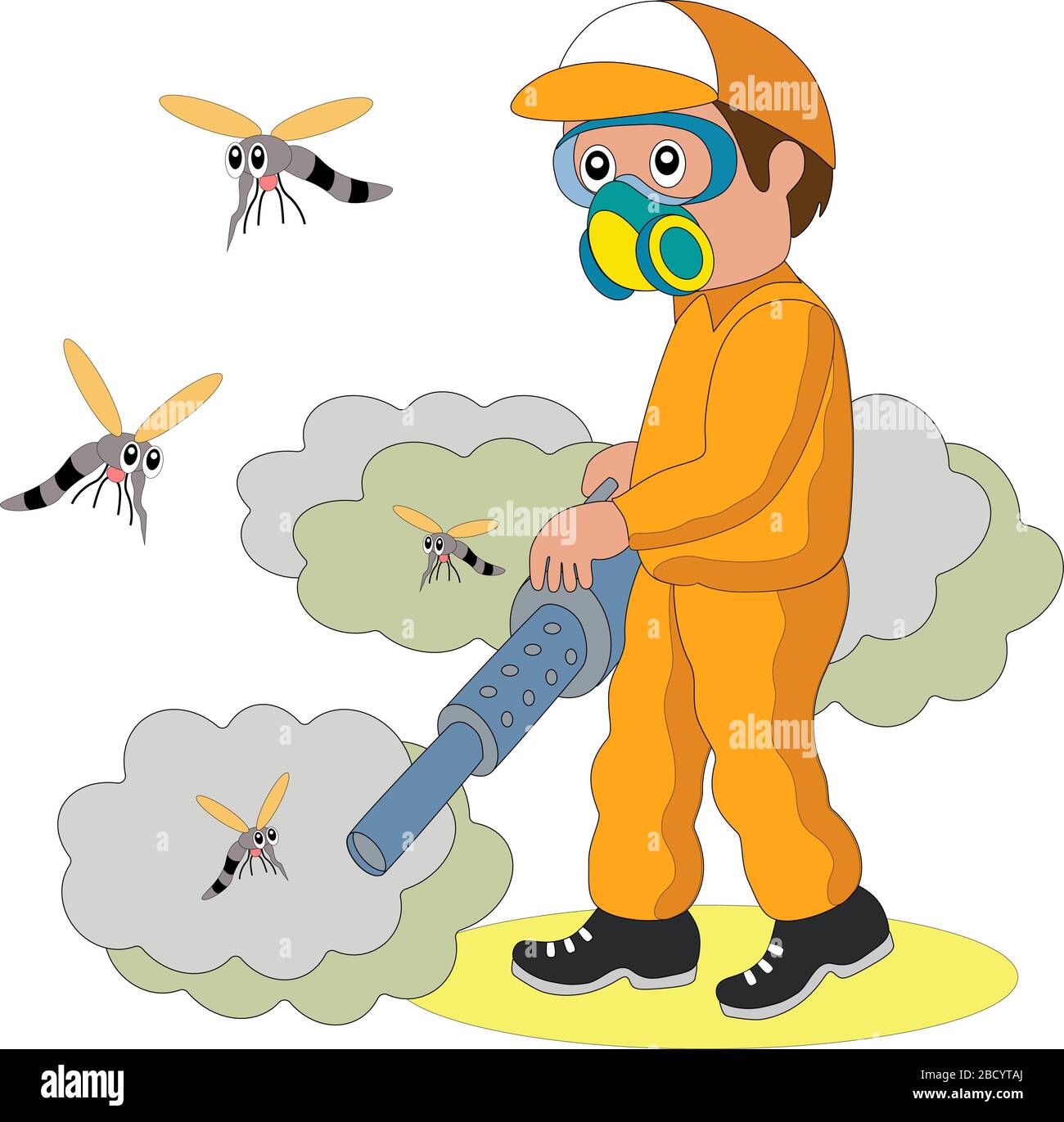 illustrazioni di disinfettanti che si appannano per uccidere gli insetti Illustrazione Vettoriale