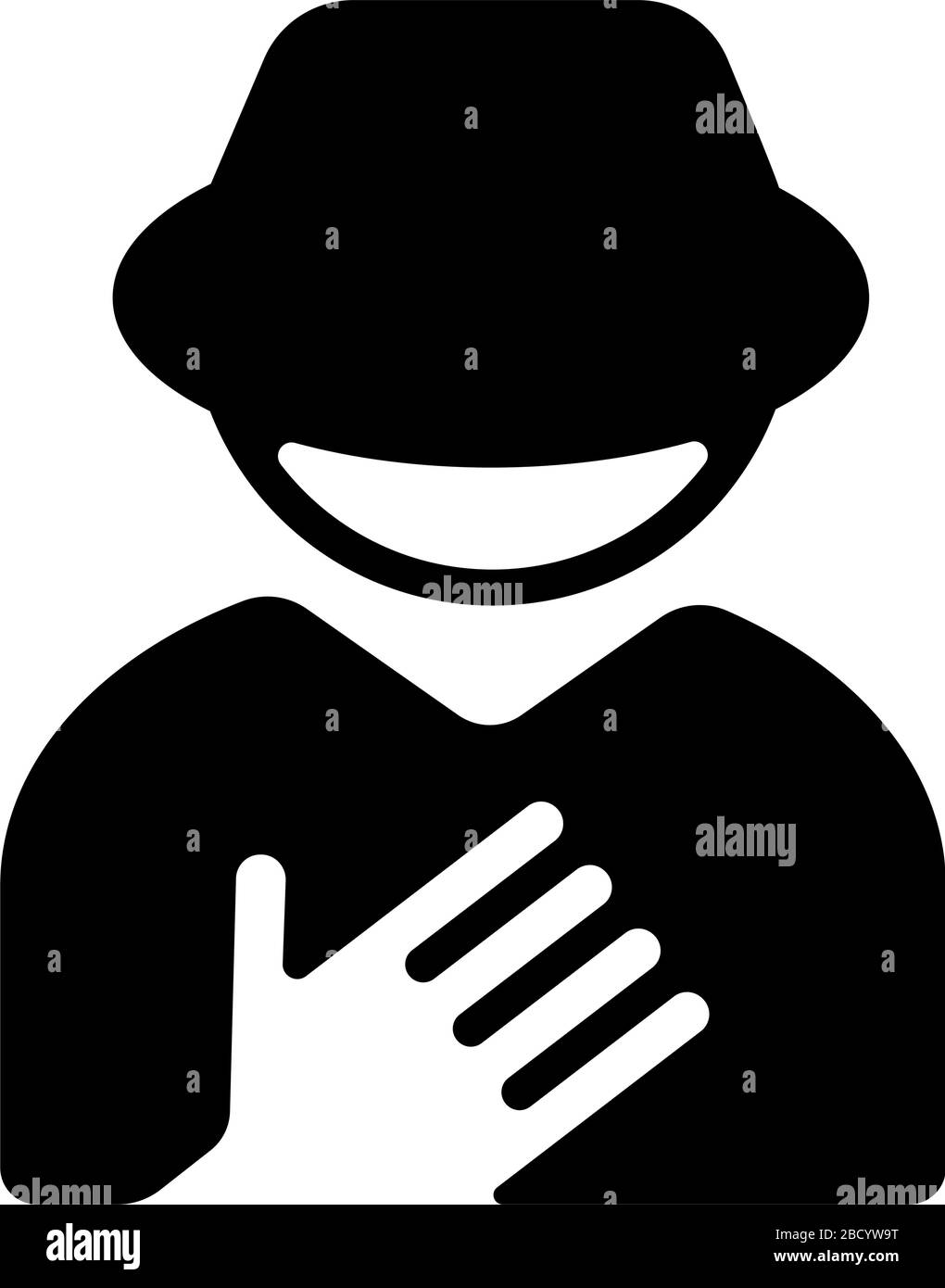 Preghiera (pregando con la mano sul petto), religione, fede, icona cristiana Illustrazione Vettoriale