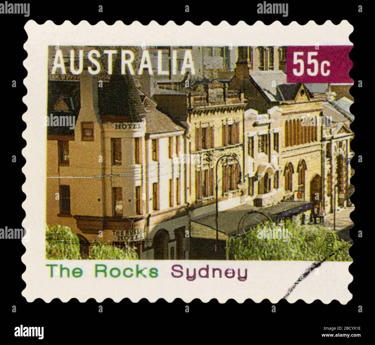 AUSTRALIA - circa 2008: un timbro stampato in Australia mostra le rocce, Sydney, distretto turistico, circa 2008. Foto Stock