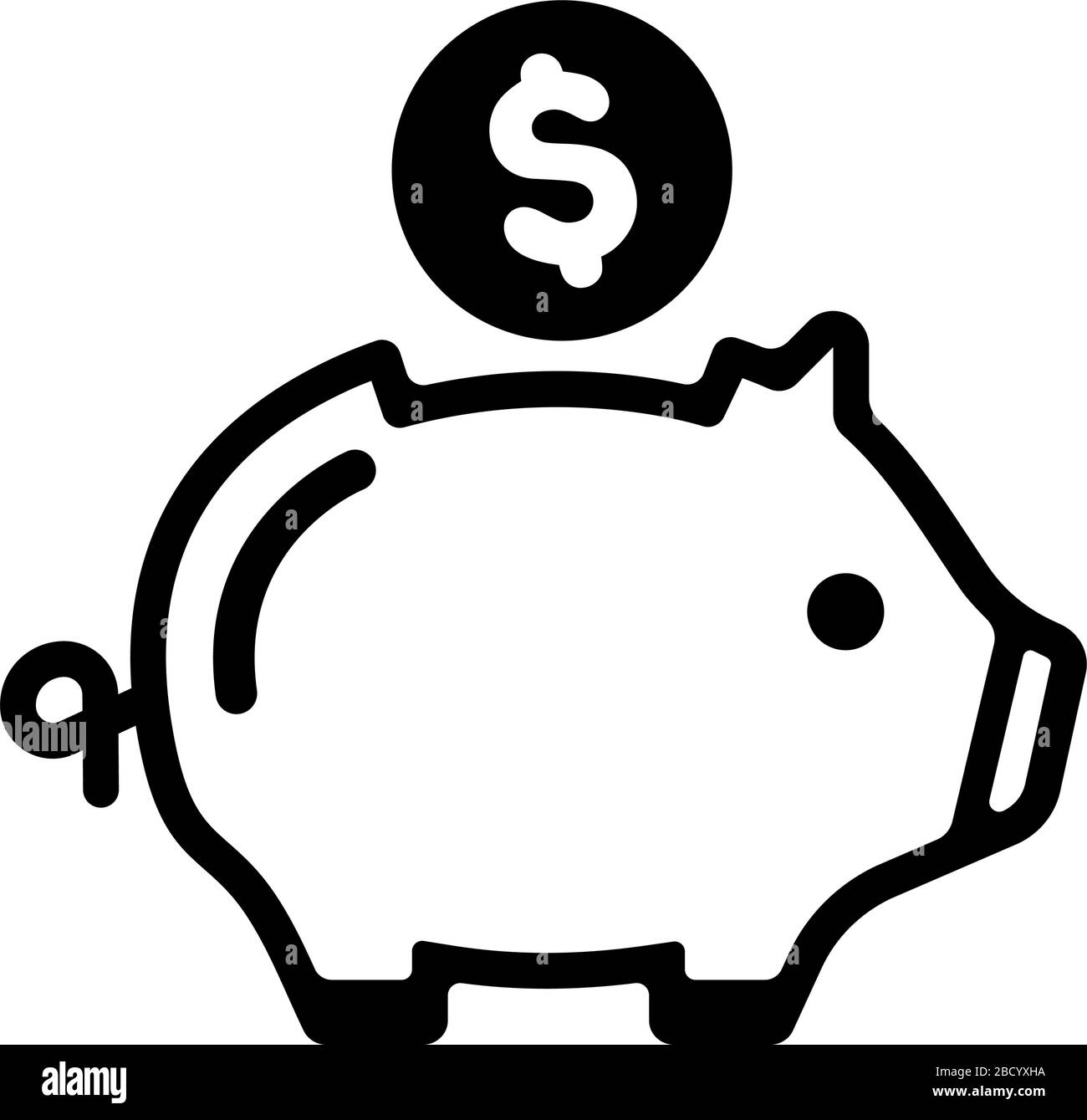 Piggy bank, risparmio di denaro, investimento, immagine di icona vettore di cassa Illustrazione Vettoriale
