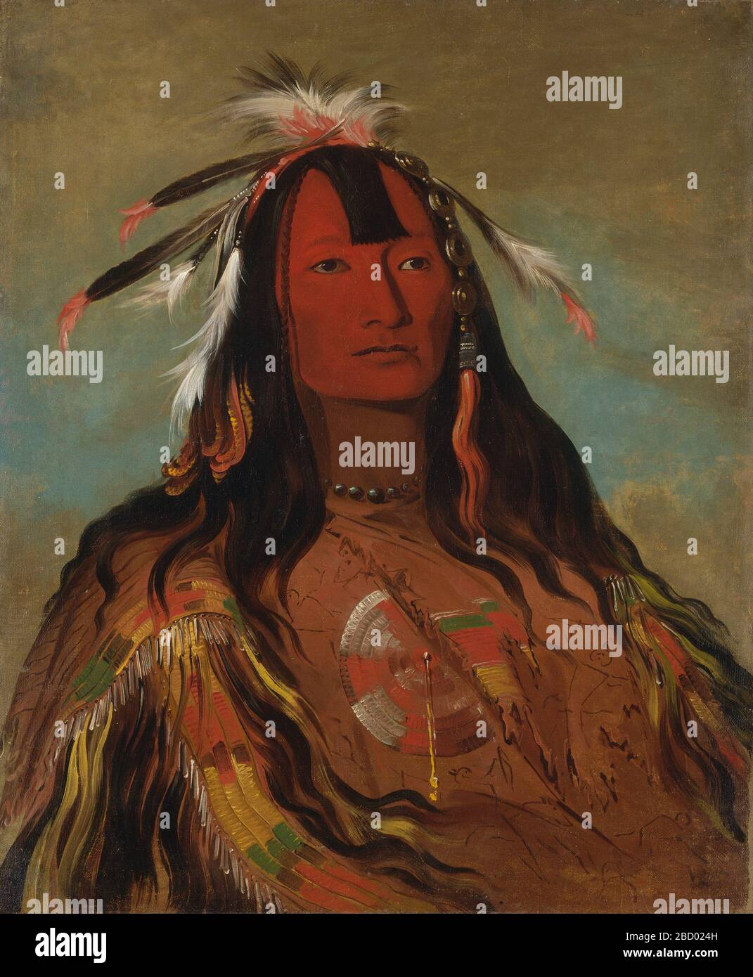 Conigli di Heeohkstekin Leggings della pelle. George Catlin dipinse probabilmente questo ritratto di Hee-OH’ks-te-kin a St. Louis, o a bordo del battello a vapore Yellowstone, nel 1832. Foto Stock