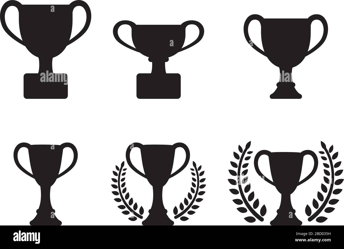 Set di icone per la silhouette della coppa Trophy Illustrazione Vettoriale