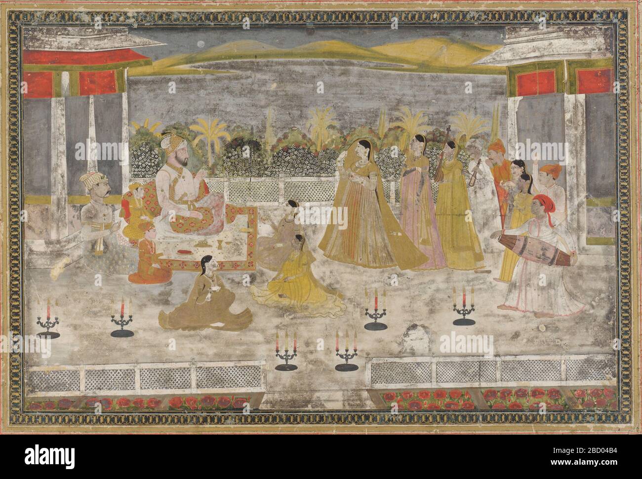 ; India; XVIII secolo; colore e oro su carta; a x L: 26.8 x 41.2 cm (10 9/16 x 16 1/4 in); dono di Charles Lang Freer una scena Palace Foto Stock