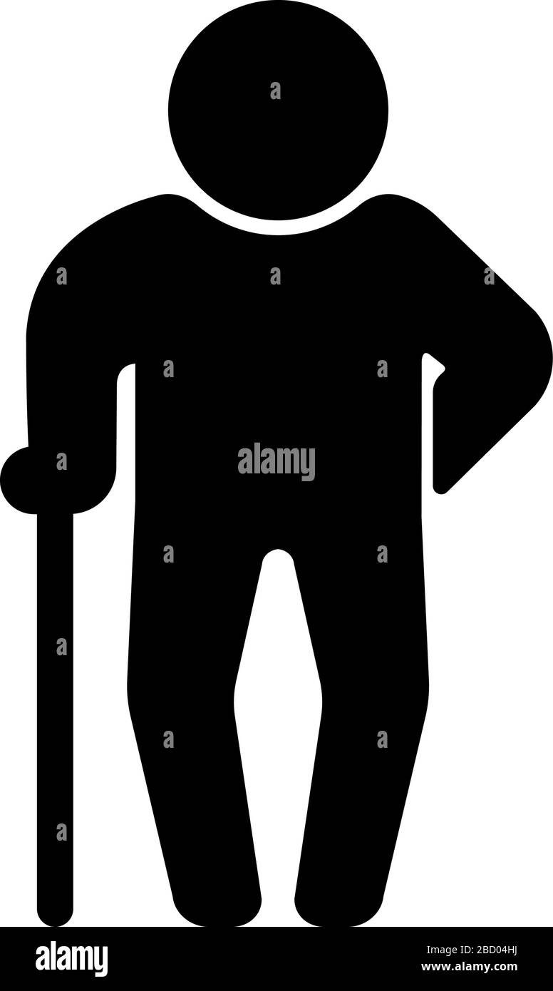 Figura dell'icona del vettore anziano, persona anziano Illustrazione Vettoriale