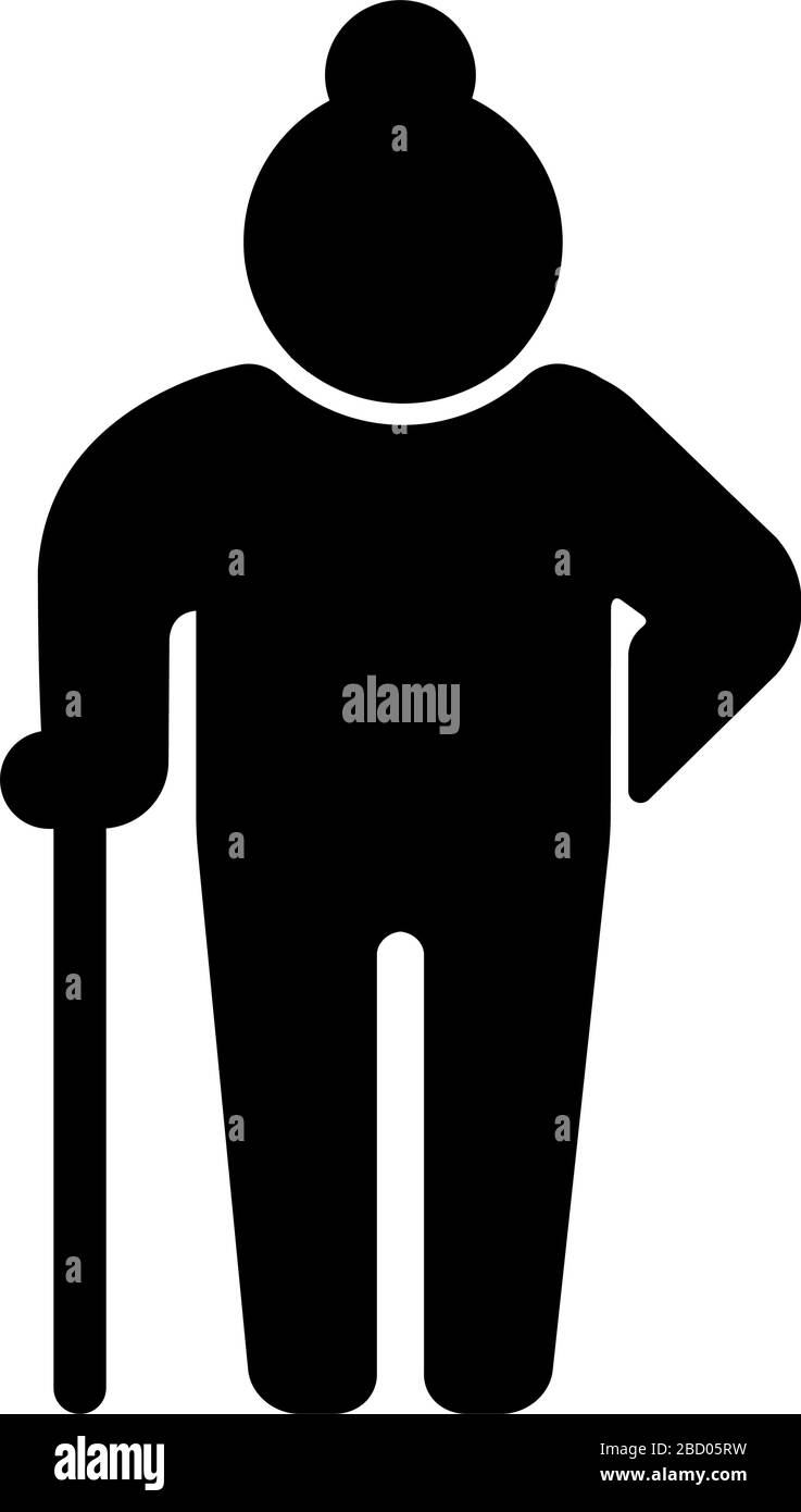 Figura icona vettoriale anziana, persona anziana Illustrazione Vettoriale