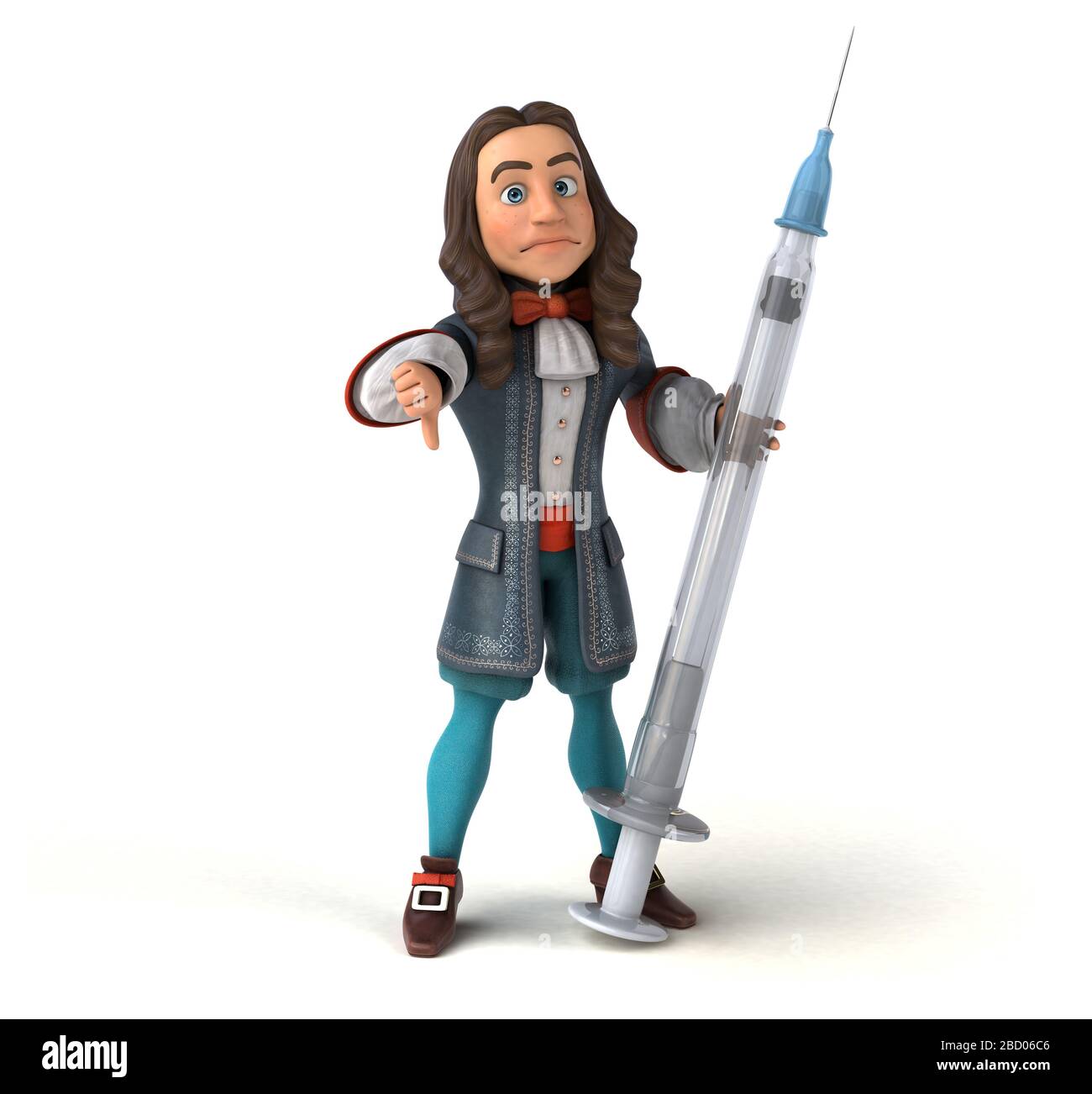 3D Illustrazione di un uomo cartoon in costume storico barocco Foto Stock