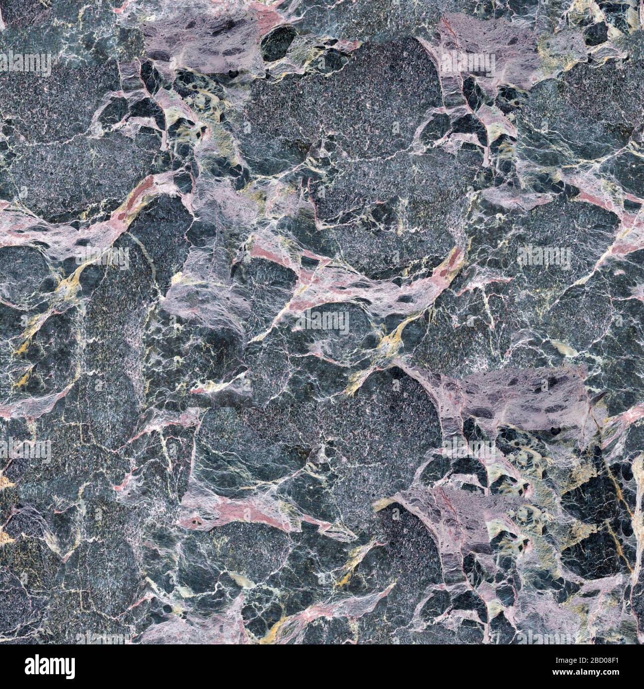 Primo piano del motivo in marmo grigio per sfondo e design. Struttura quadrata senza cuciture, pronta per piastrelle. Foto Stock