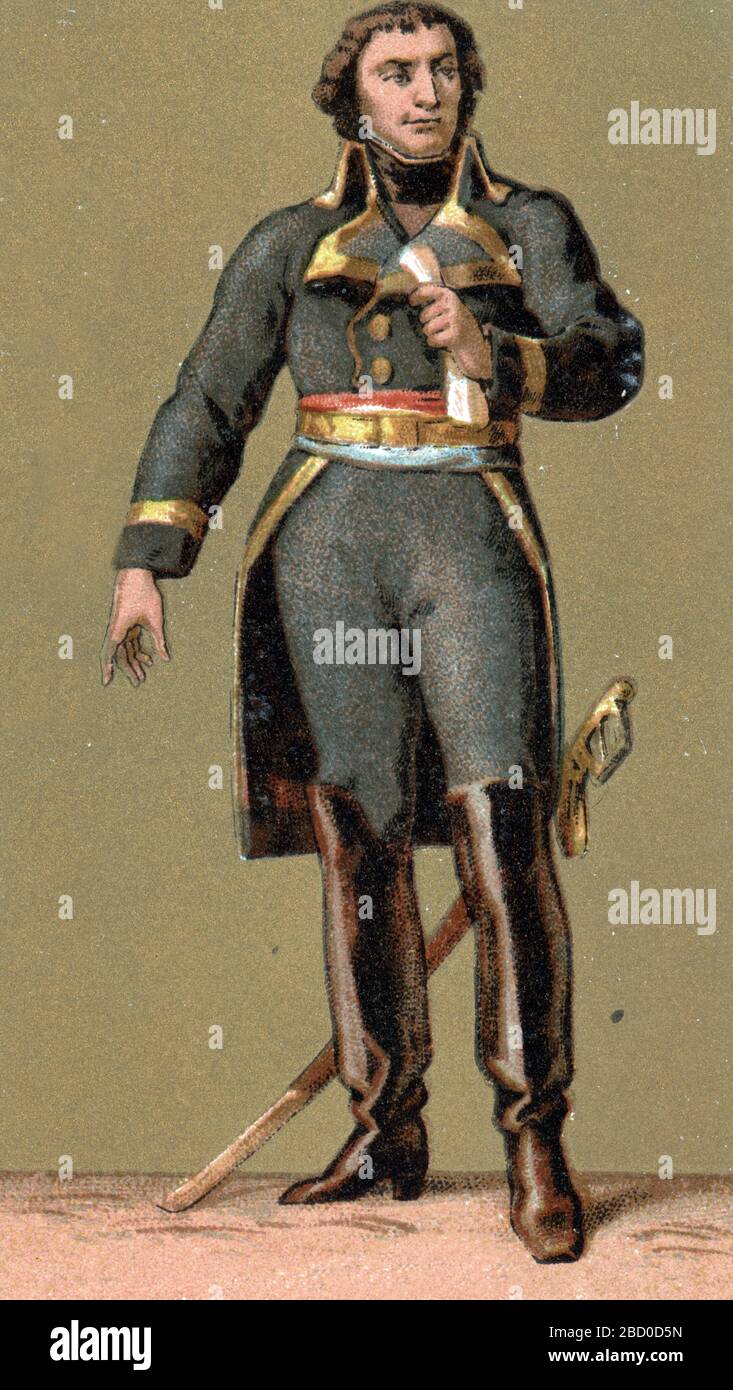 Ritratto di Andre Massena (1758-1817), 1 ° Duc de Rivoli, 1 ° Principe d'Essling, comandante militare francese - chromolithographie de la fin du 19eme siec Foto Stock
