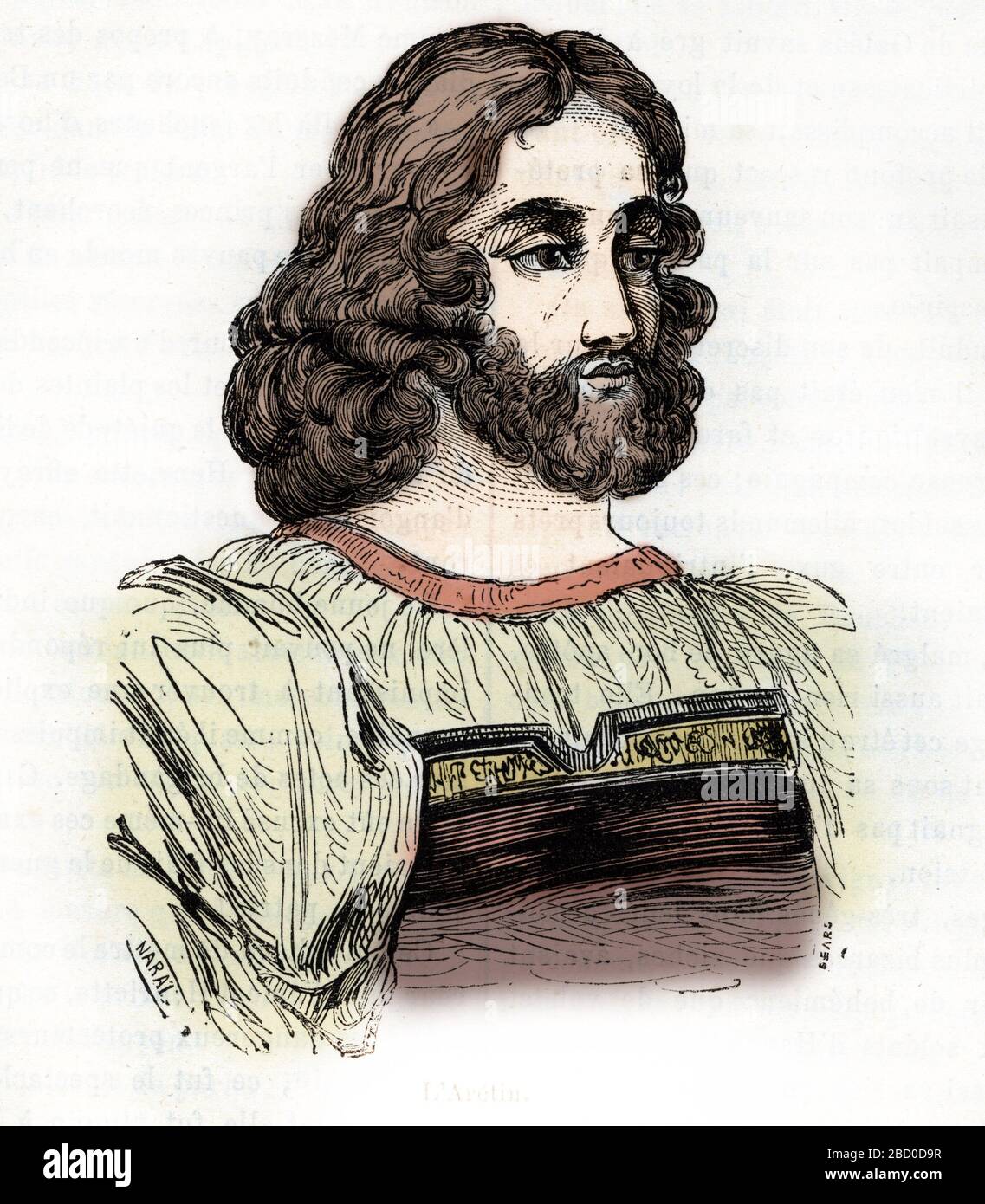 'Portrait de Pietro Aretino (1492-1556) (Aretin), poete italien' (Ritratto del poeta pietro Aretino) gravure tiree de 'le batard de la papesse' Foto Stock