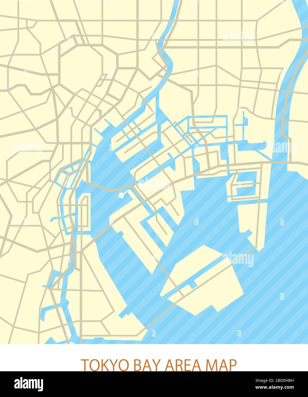 Mappa stradale della baia di Tokyo Illustrazione Vettoriale