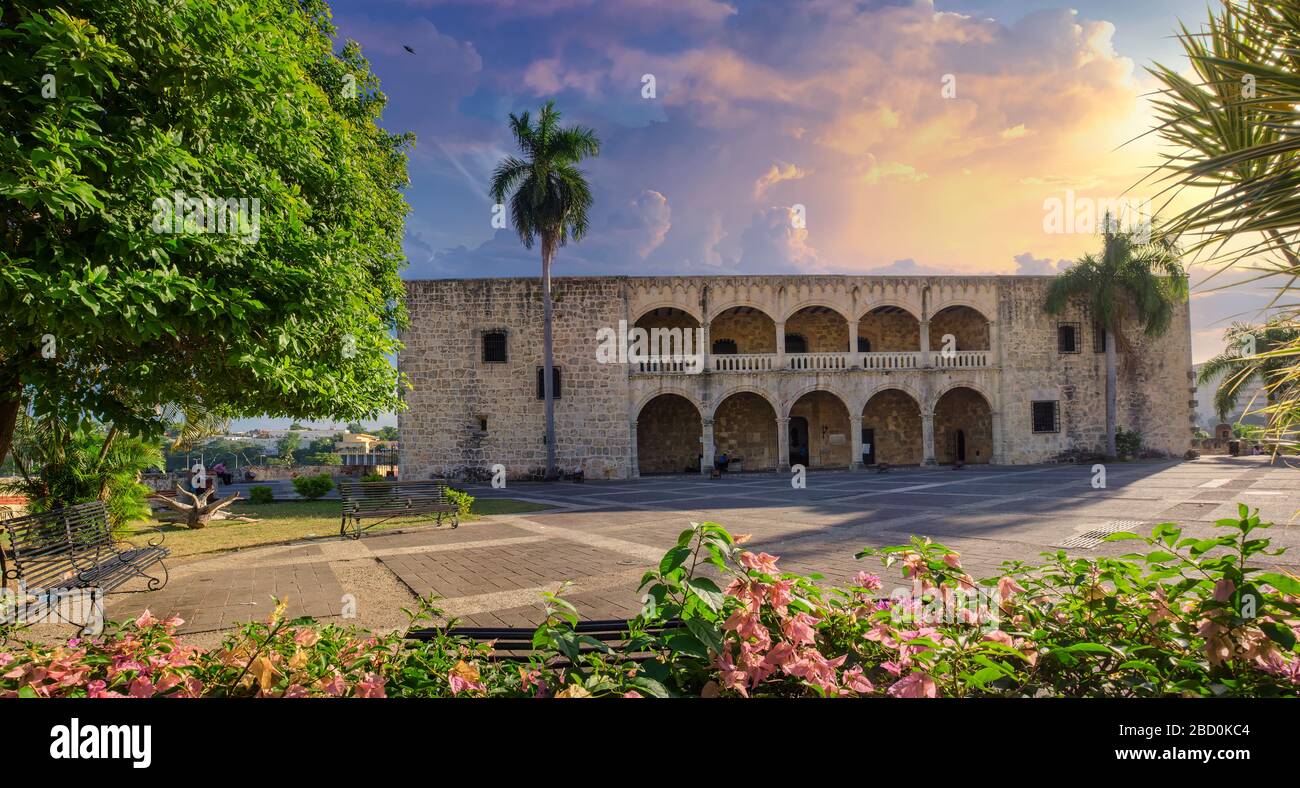 Santo Domingo, Repubblica Dominicana. Columbus Alcazar è la più antica residenza viceregale in America Foto Stock