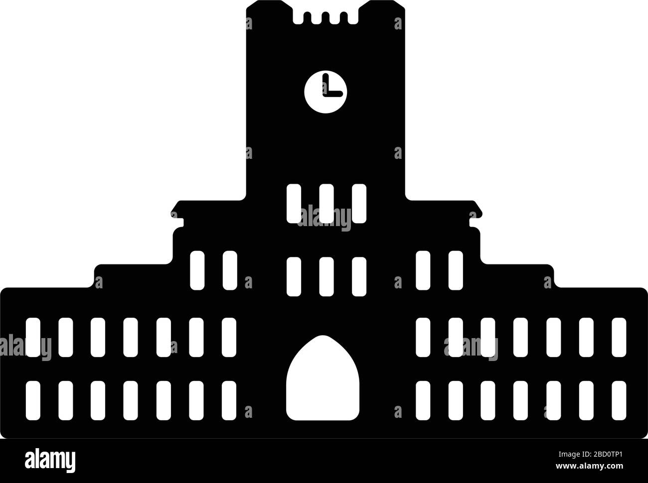 Edificio storico di Tokyo, illustrazione vettoriale piatta / Università di Tokyo Illustrazione Vettoriale