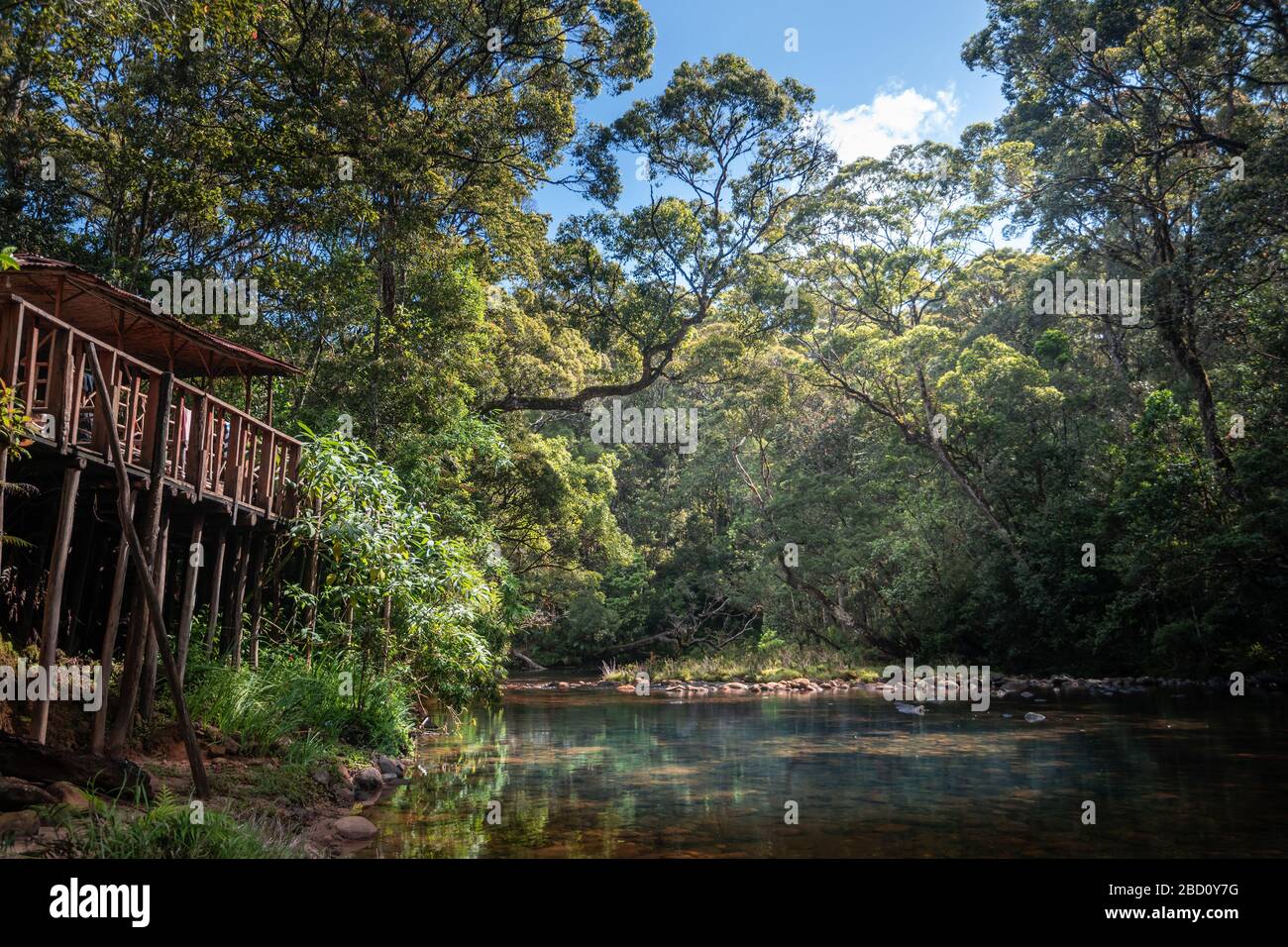 Bellissimo paesaggio in capanna di pesca a Maskeliya, Sri Lanka Foto Stock