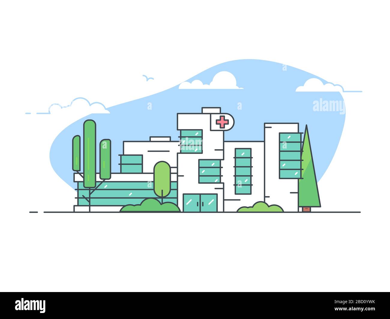 Edificio moderno dell'ospedale cittadino Illustrazione Vettoriale