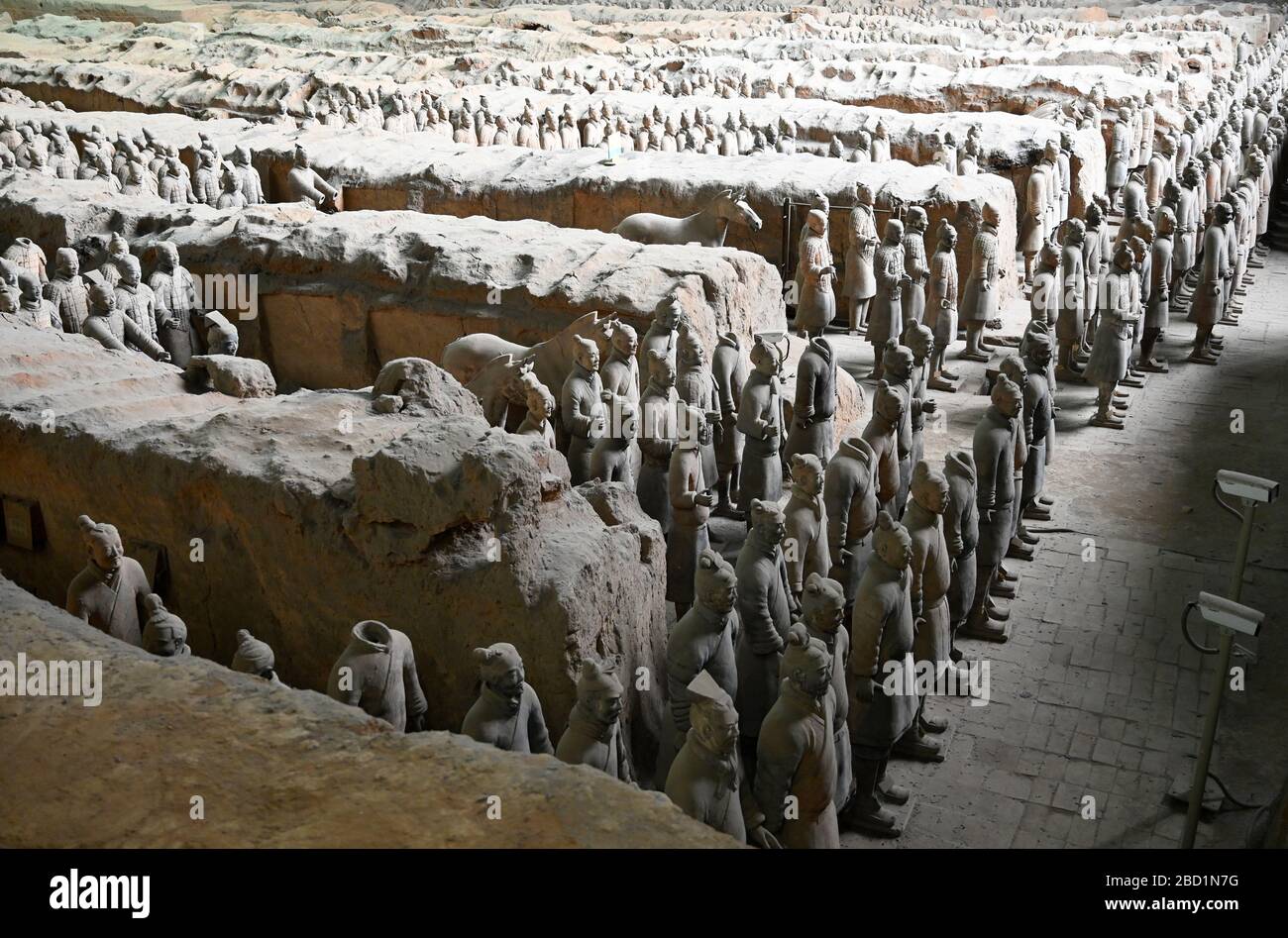 Esercito di terracotta, sculture funerarie sepolte con l'imperatore Qin Shi Huang nel 210-209 a.C., Patrimonio dell'Umanità dell'UNESCO, Xian, Shaanxi, Cina, Asia Foto Stock