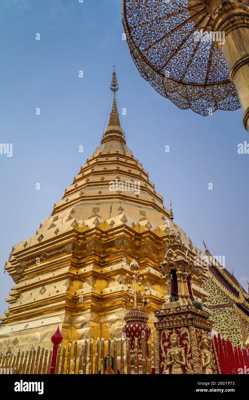 Alba a Wat Phra That Doi Suthep tempio, Chiang mai, Thailandia, Sud-est asiatico, Asia Foto Stock