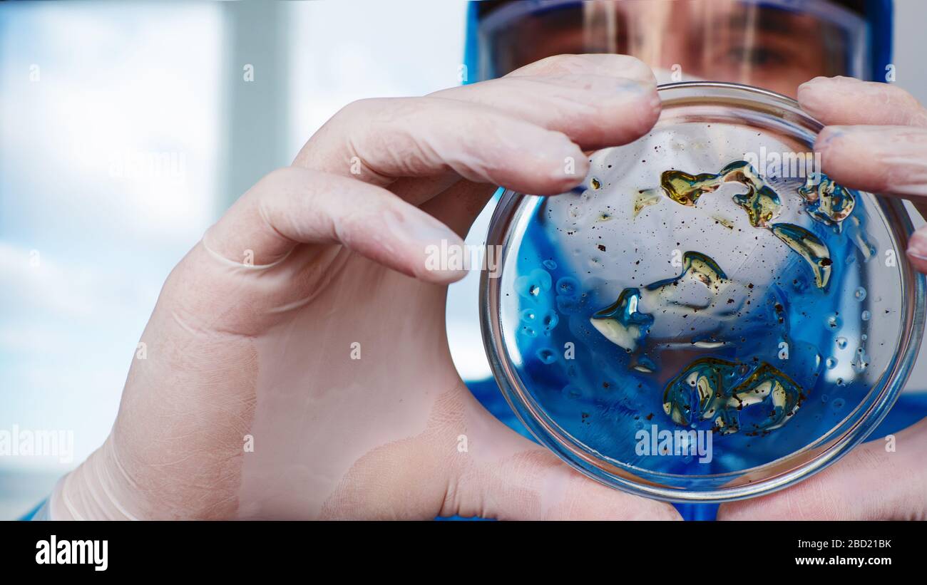 Epidemiologo sviluppa un vaccino e indaga il virus. Patogeni virali e batteriologici. Foto Stock