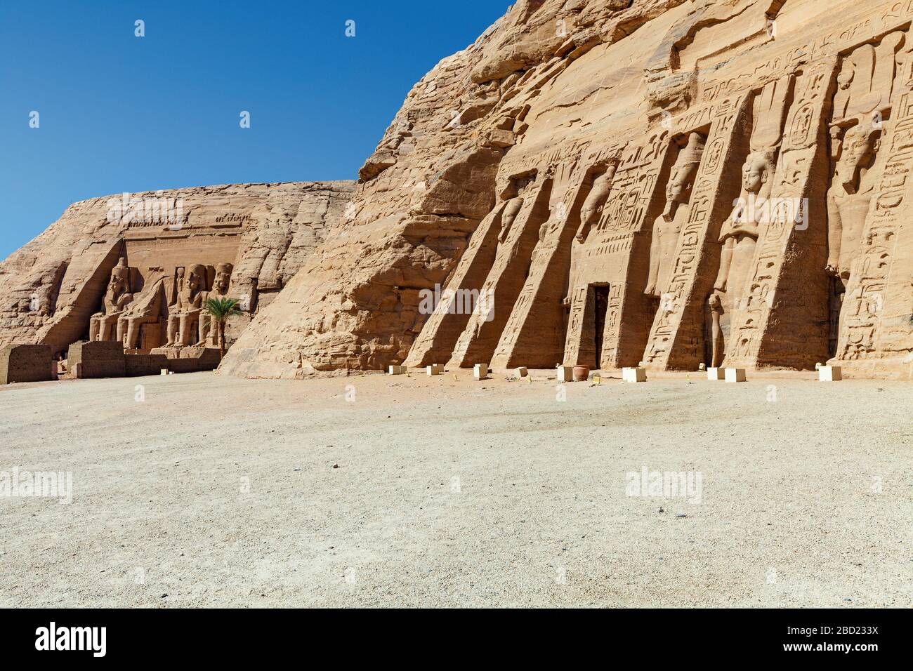 Il Grande Tempio di Abu Simbel e il Tempio di Hathor ad Abu Simbel, Egitto Foto Stock