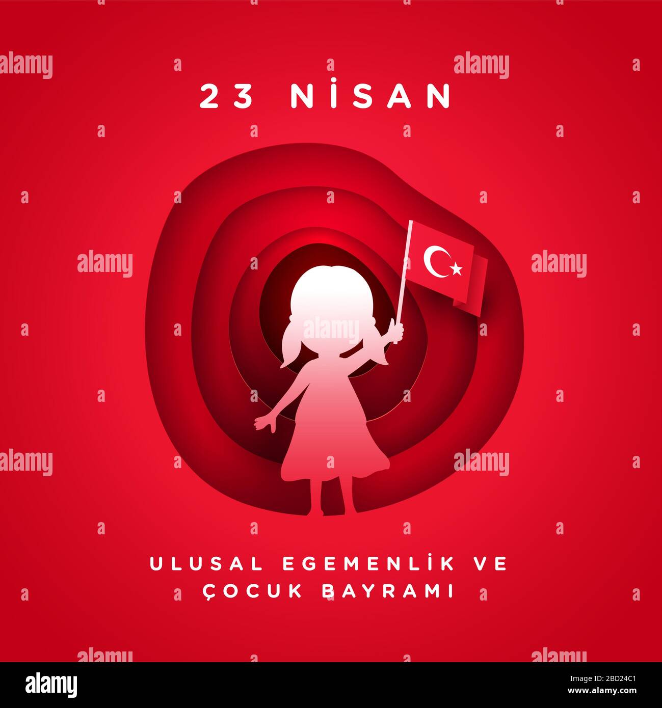 Illustrazione Vettoriale del 23 Nisan Çocuk Bayrami, aprile 23 turco la sovranità nazionale e la Giornata per i bambini, il modello di progetto per la vacanza turco. Foto Stock