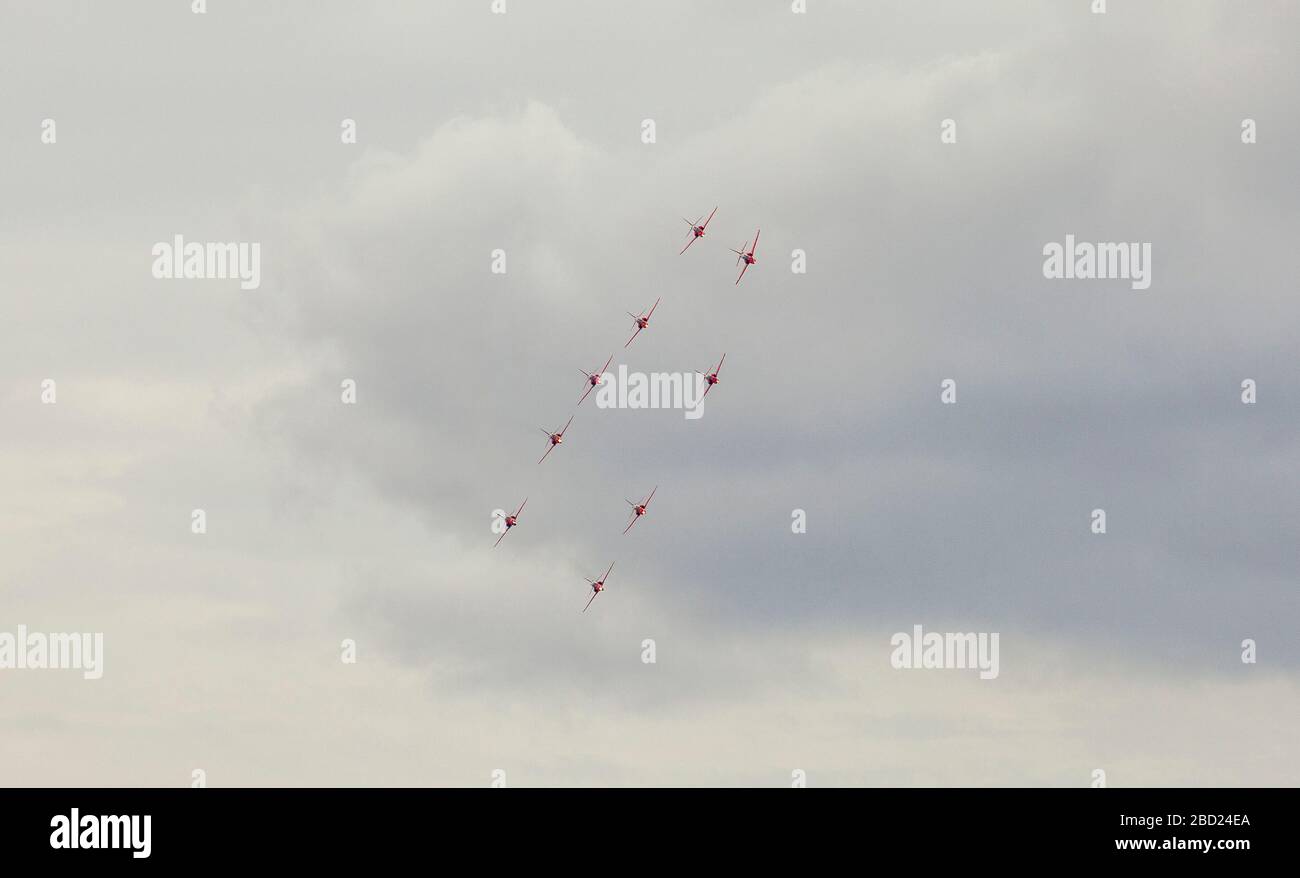 Le frecce rosse battenti a Biggin Hill Airshow di Foto Stock