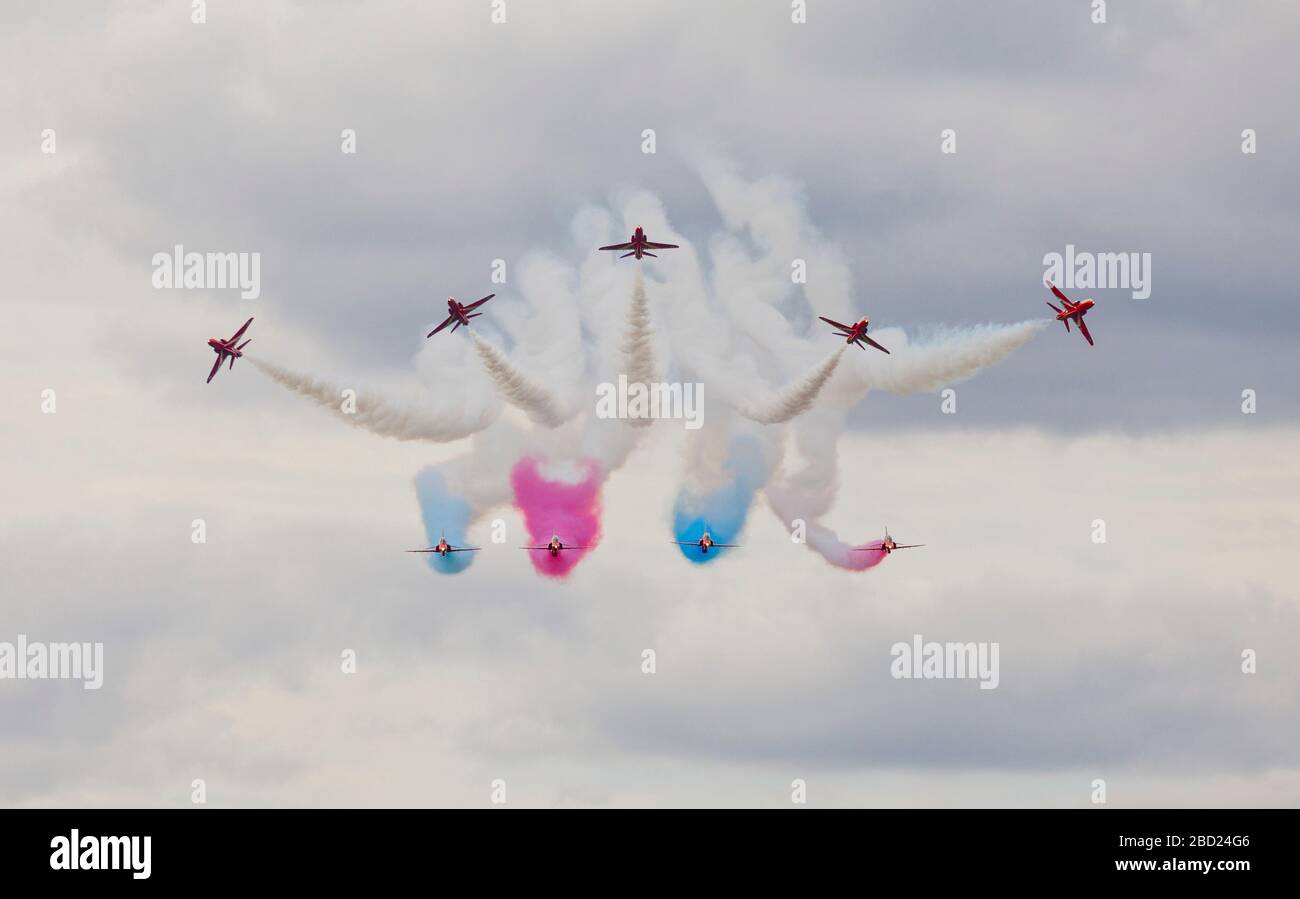 Le frecce rosse battenti a Biggin Hill Airshow di Foto Stock
