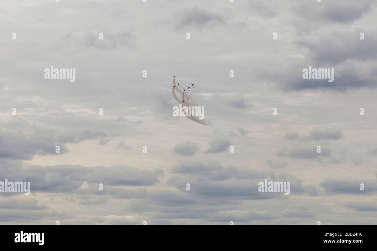 Le frecce rosse battenti a Biggin Hill Airshow di Foto Stock