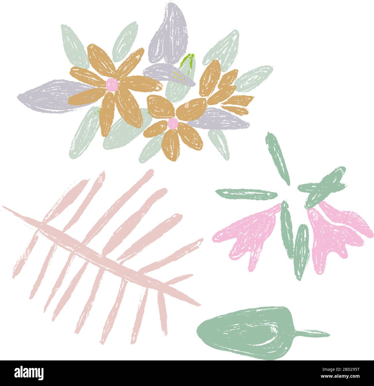 Moderna astratta arte floreale pastello colori scandinavi tavolozza. Illustrazione EPS clip art Illustrazione Vettoriale