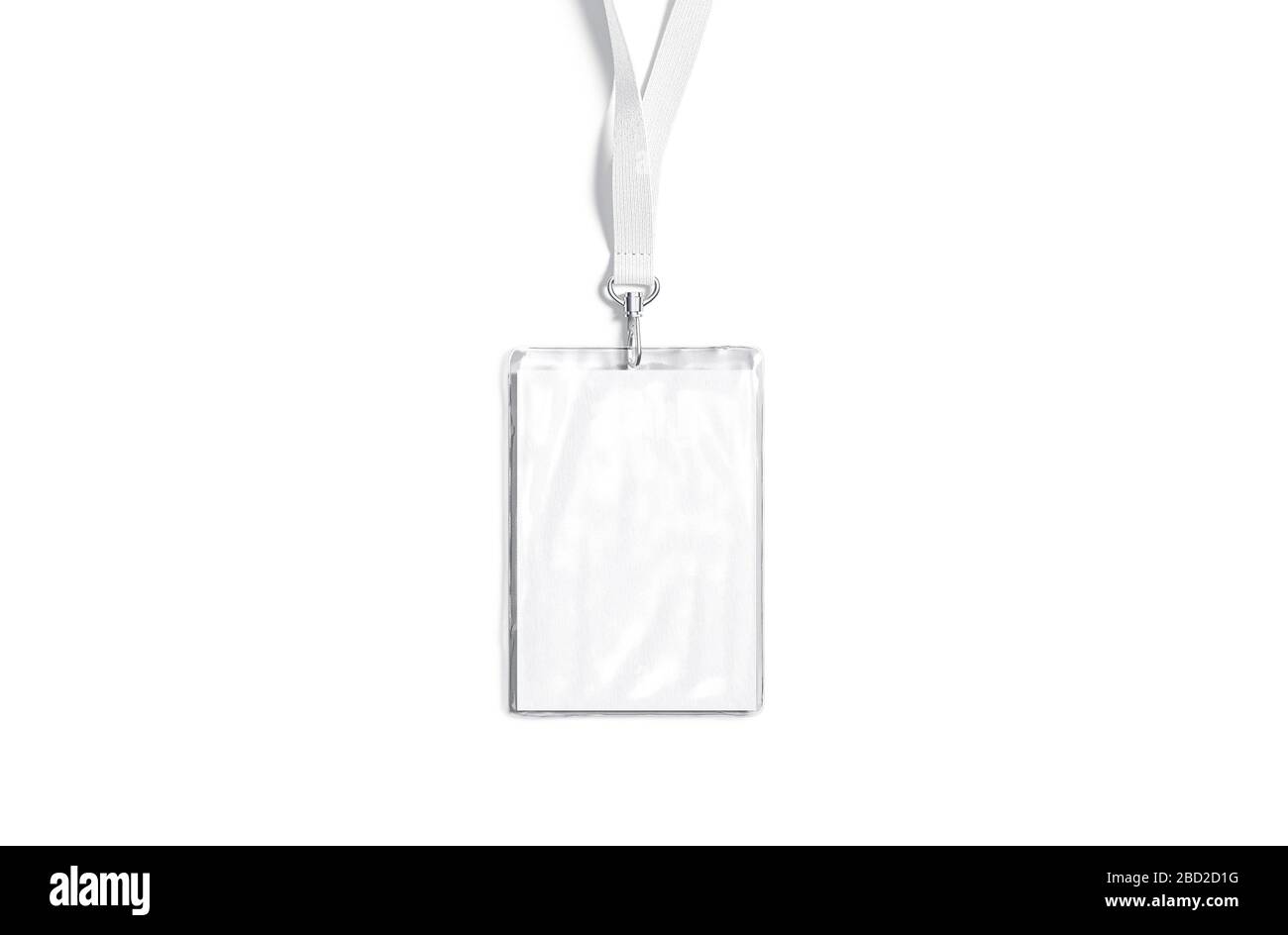 Cordino bianco vuoto con logo laminato, isolato Foto Stock